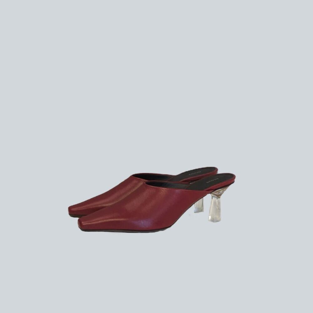 Neous Leather Mules With Clear Heel
